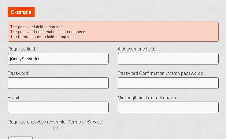 Lightweight JS Form Validation Library - validate